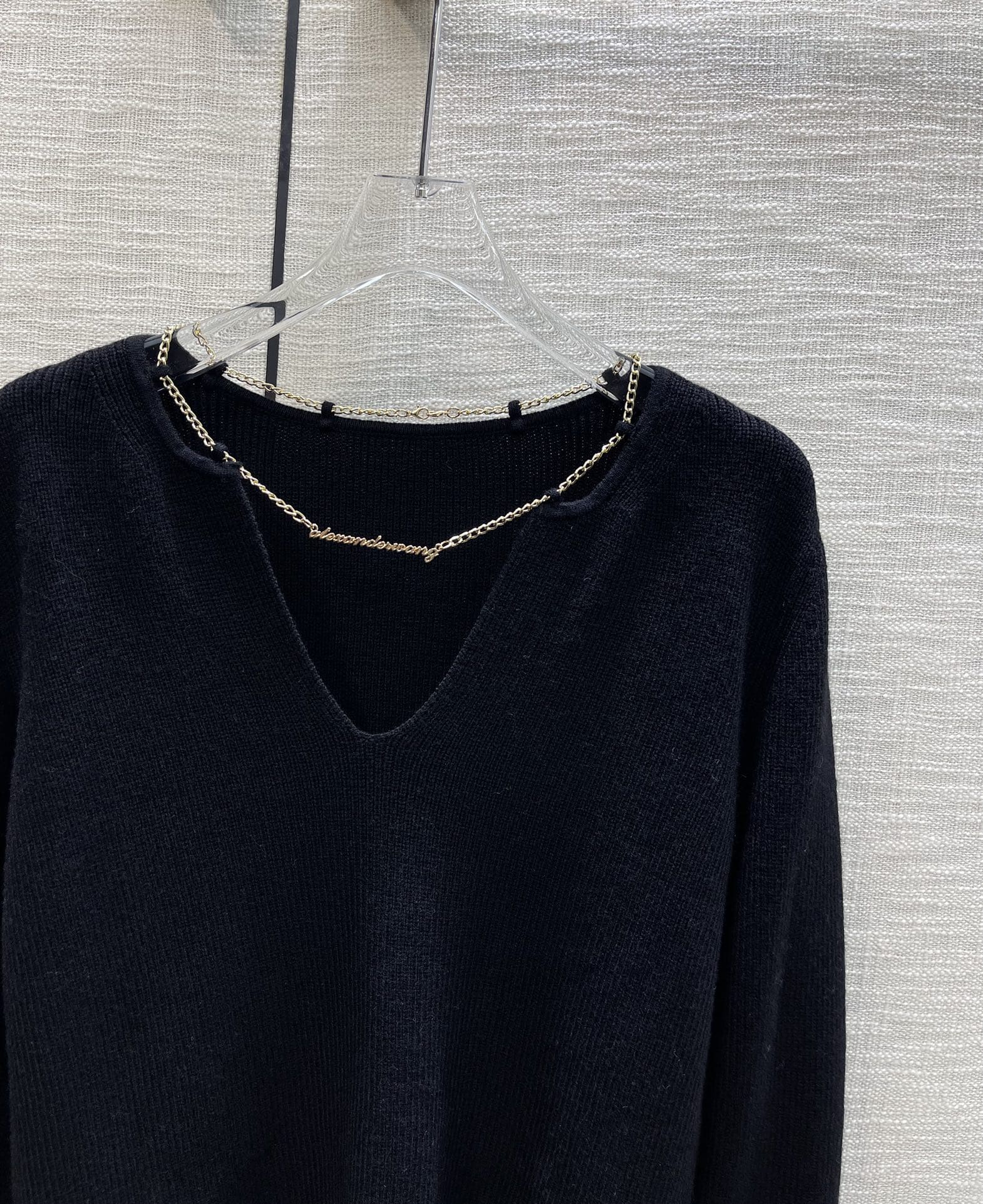 ÁO ALEXANDER WANG Round-Neck Chain Black Sweater