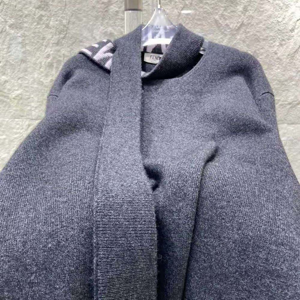 ÁO Fendi Women Sweater Gray Cashmere and Wool Pullover