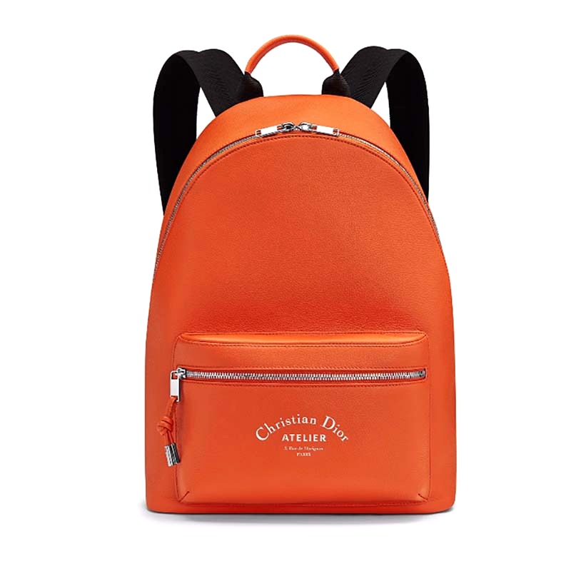 BALO Dior Rider Rucksack in Burgundy Grained Calfskin-Orange