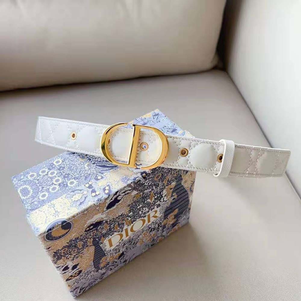 DÂY LƯNG Dior Women 30 Montaigne Belt Latte Cannage Calfskin 30 MM