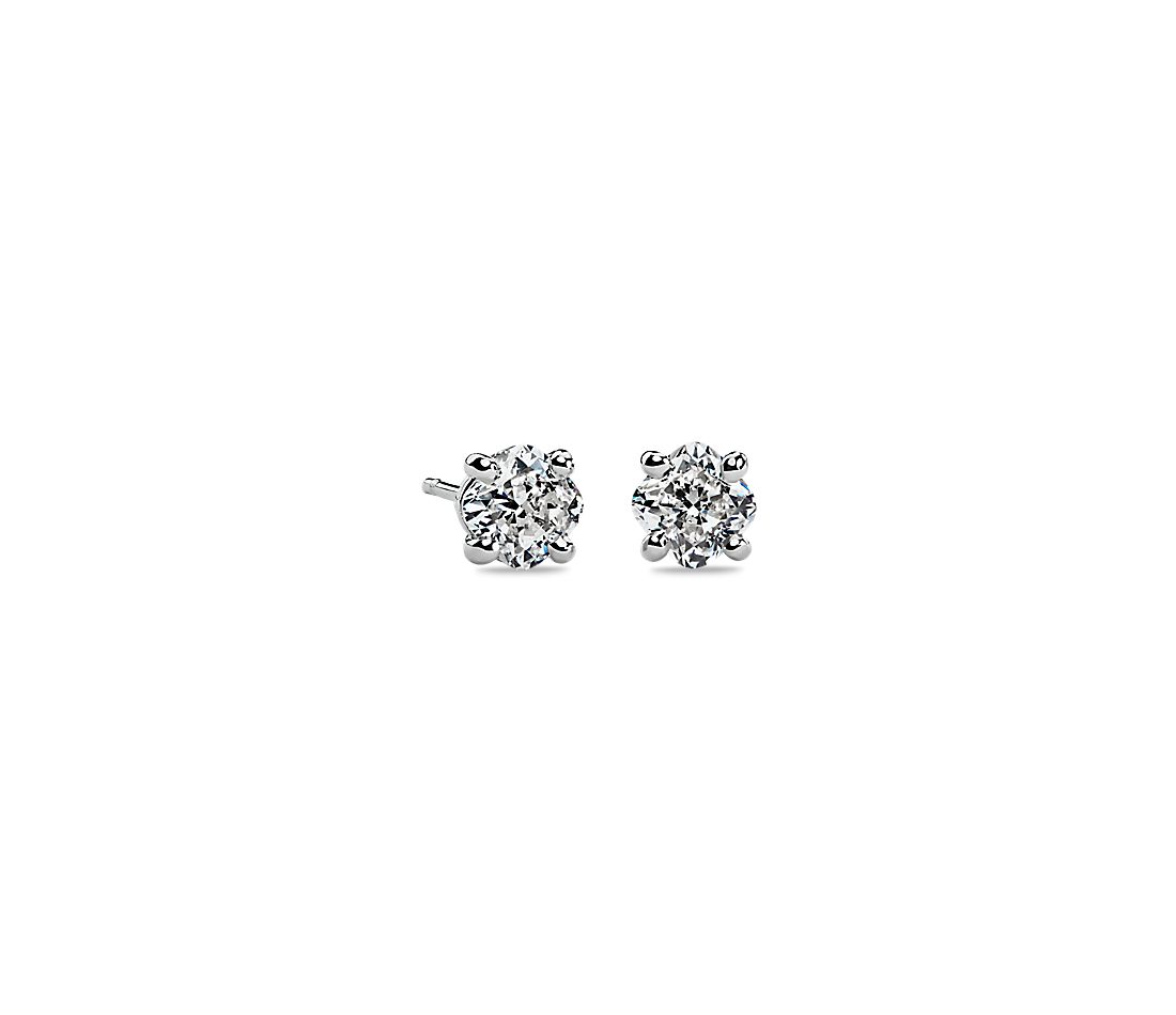 Bông tai vàng trắng 18K Au750 Pink Moissanite Diamond Round Solitaire Stud Earrings