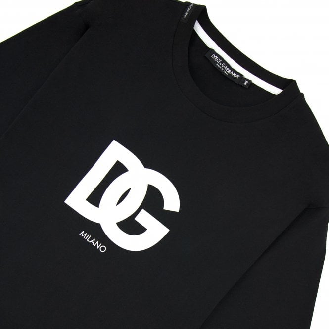 ÁO DOLCE & GABBANA Cotton T-shirt With Dg Logo Print Black