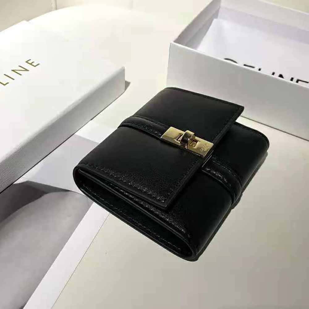 Ví Celine Women Small Wallet 16 in Shiny Calfskin-Black