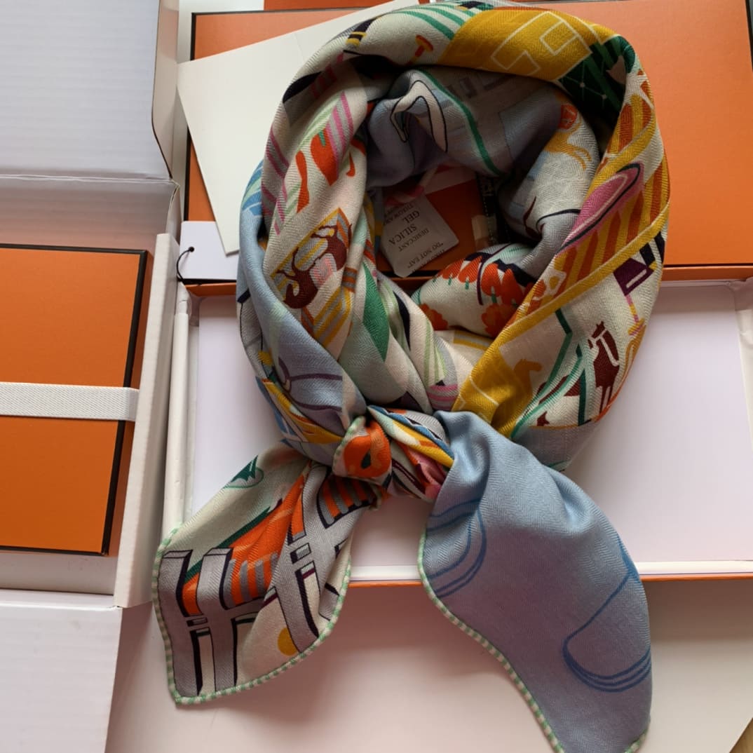 KHĂN HERMES H Family cashmere scarf