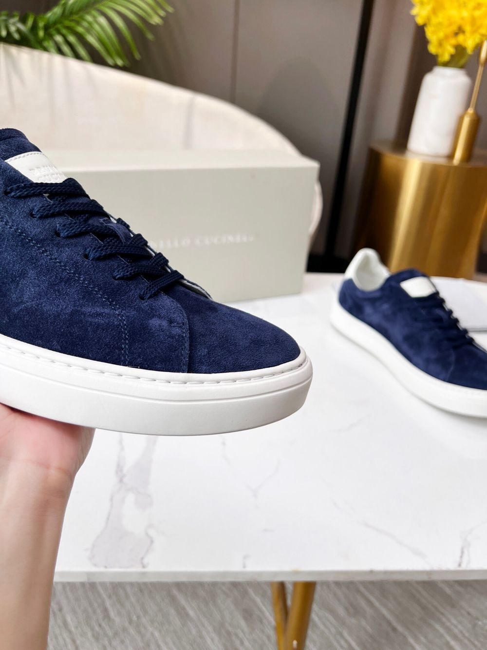 GIÀY BRUNELLO CUCINELLI Suede Blue Sneaker shoes