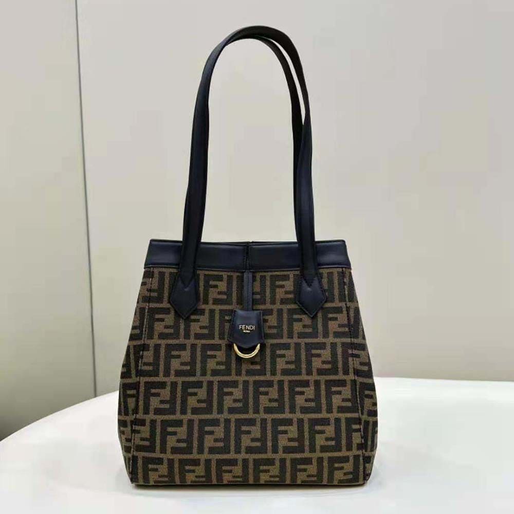 TÚI FENDI  Women Origami Medium Brown FF Jacquard Fabric Bag