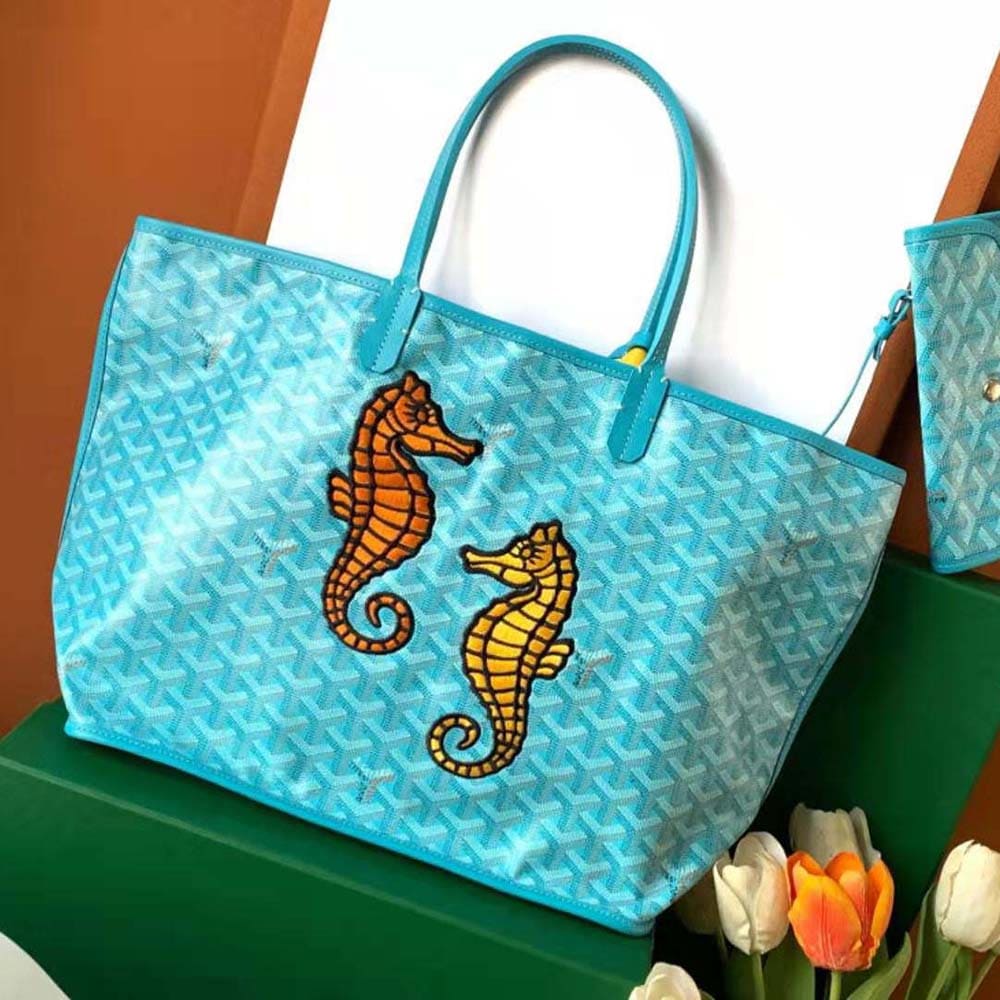 TÚI Goyard Women Anjou PM Seahorse Embroidery-Blue