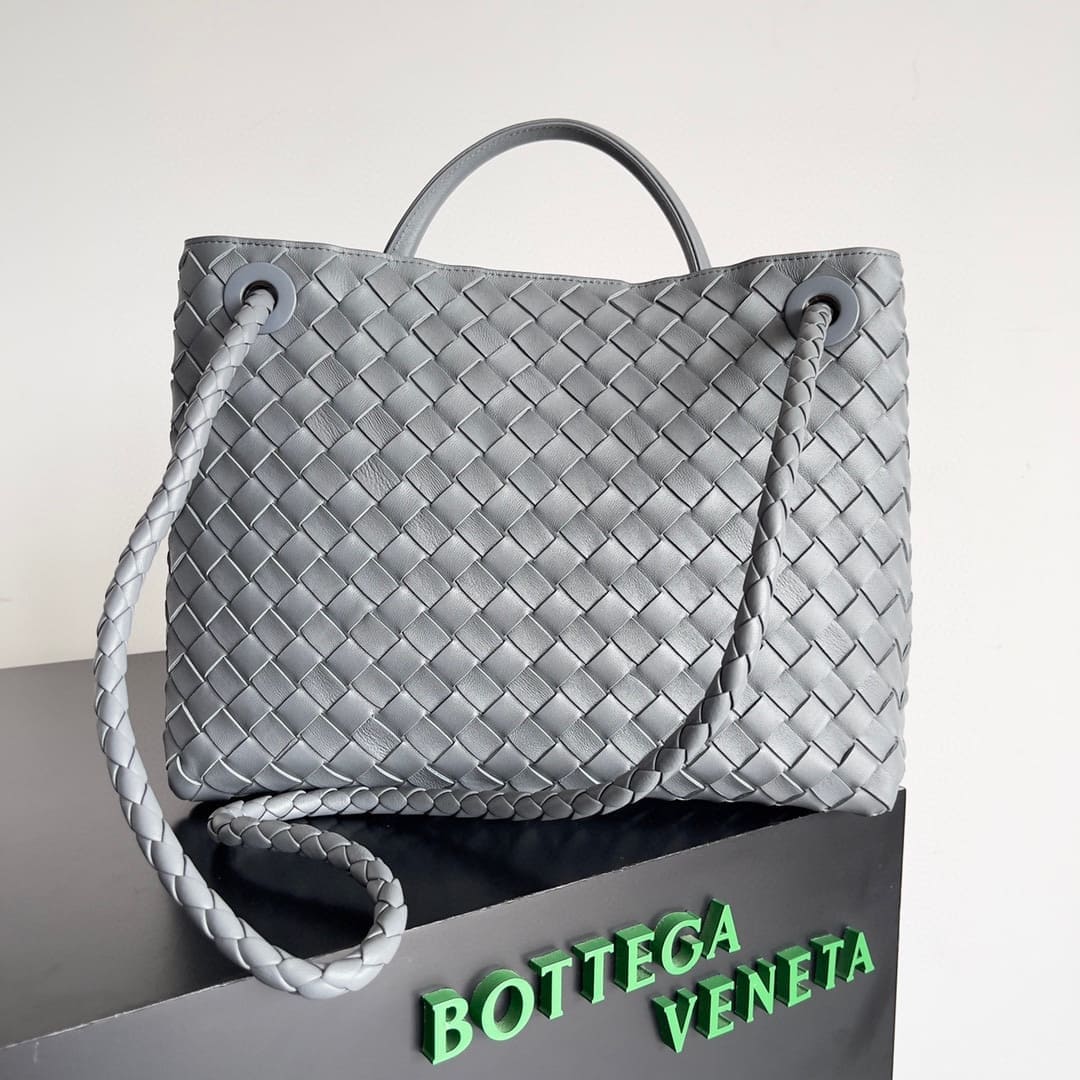 TÚI Bottega Veneta Women Small Andiamo in Lambskin Leather-Grey