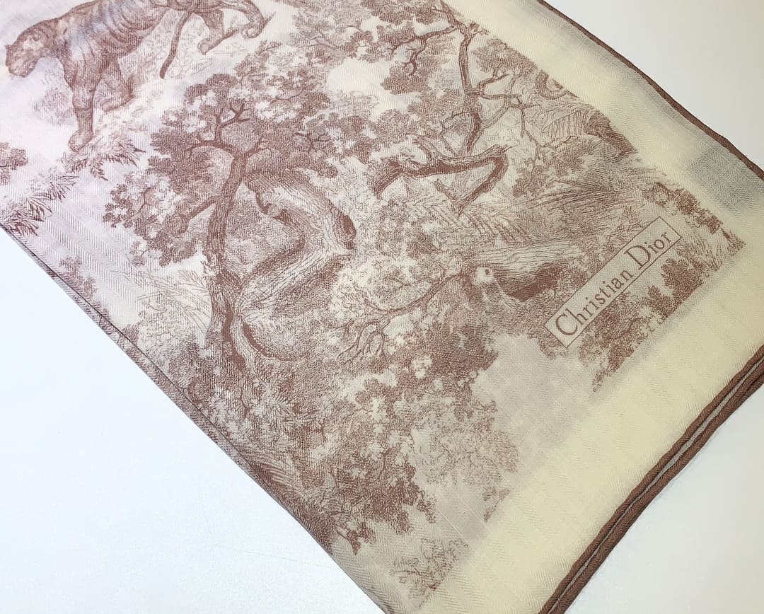 KHĂN CHRISTIAN DIOR Double-sided velvet cashmere scarf