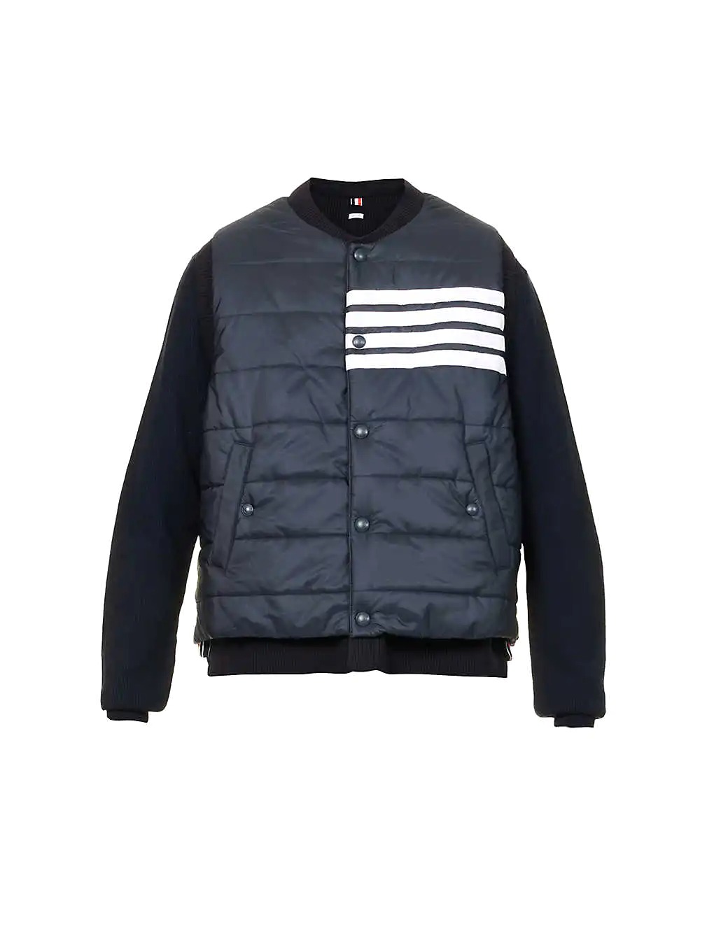 ÁO THOM BROWNE Four-bar reversible padded shell gilet