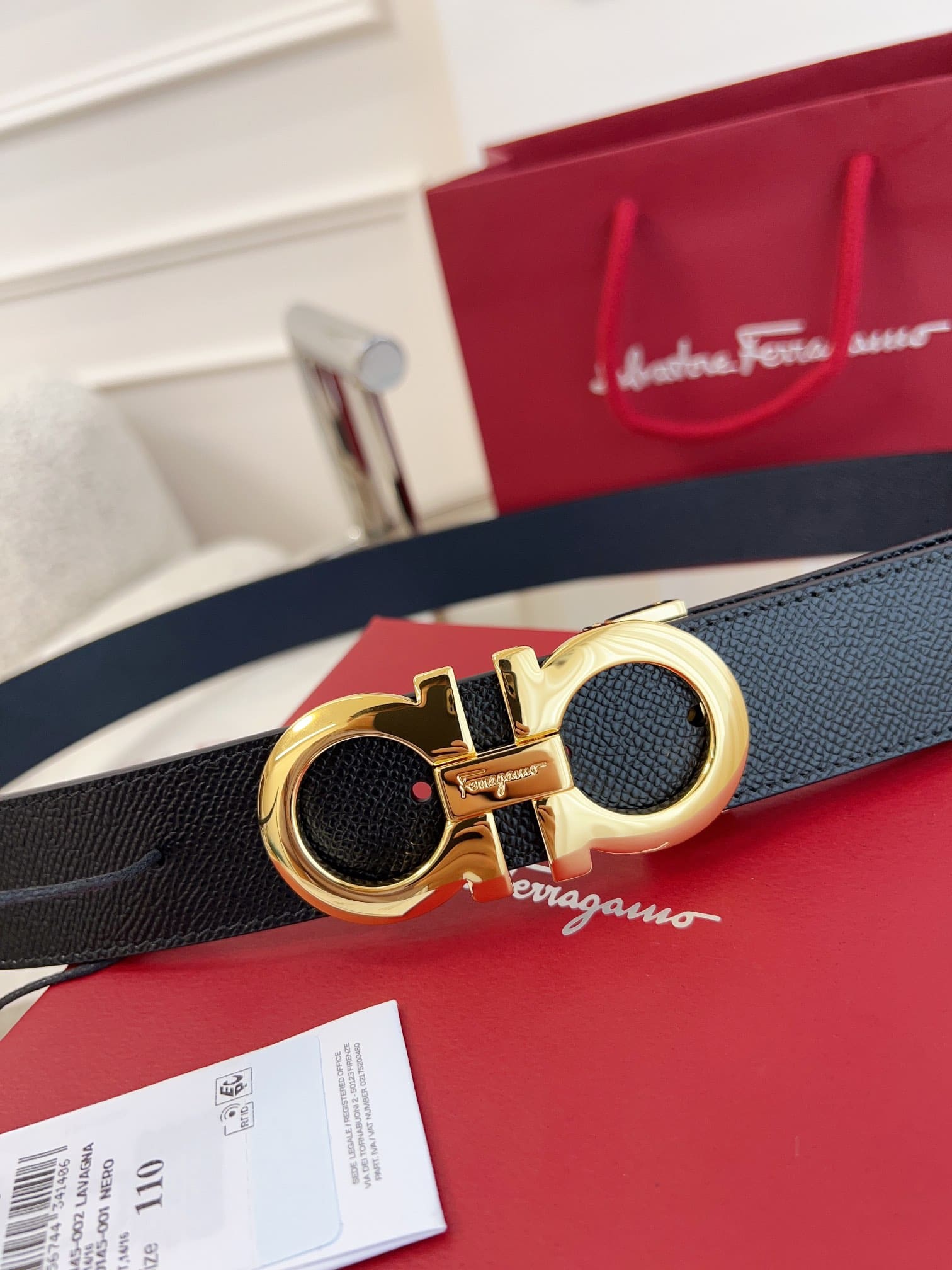 DÂY LƯNG Salvatore Ferragamo Adjustable Gancini Belt Khóa vàng