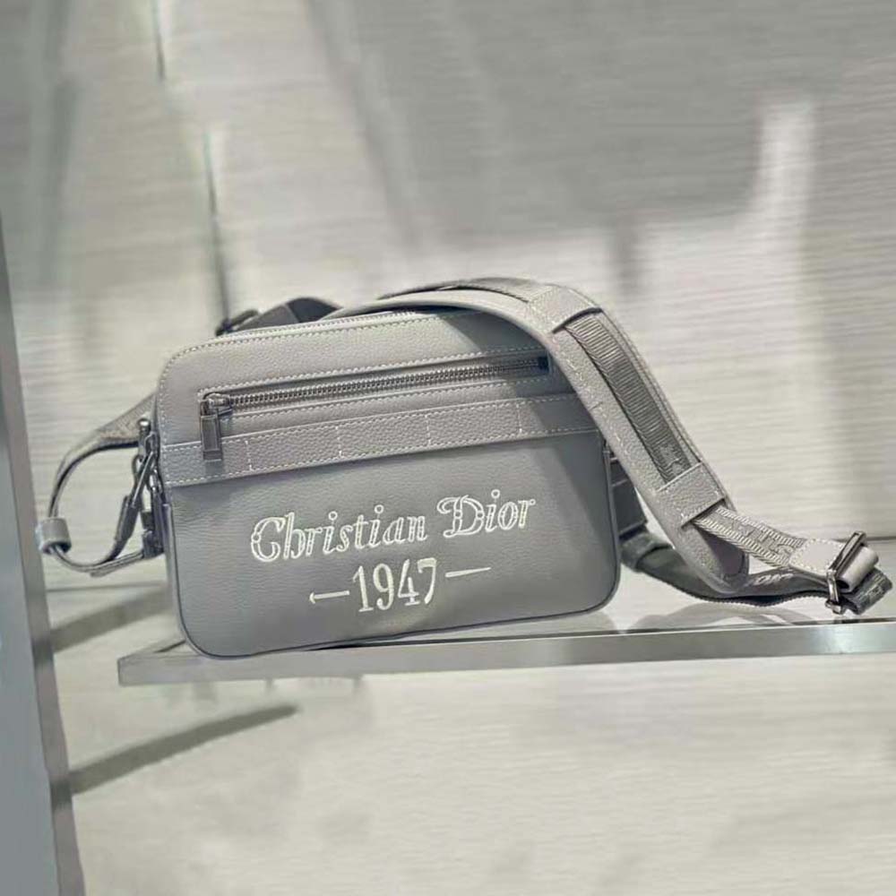 TÚI DIOR Safari Messenger Bag Dior Gray Grained Calfskin with Christian Dior 1947 Signature