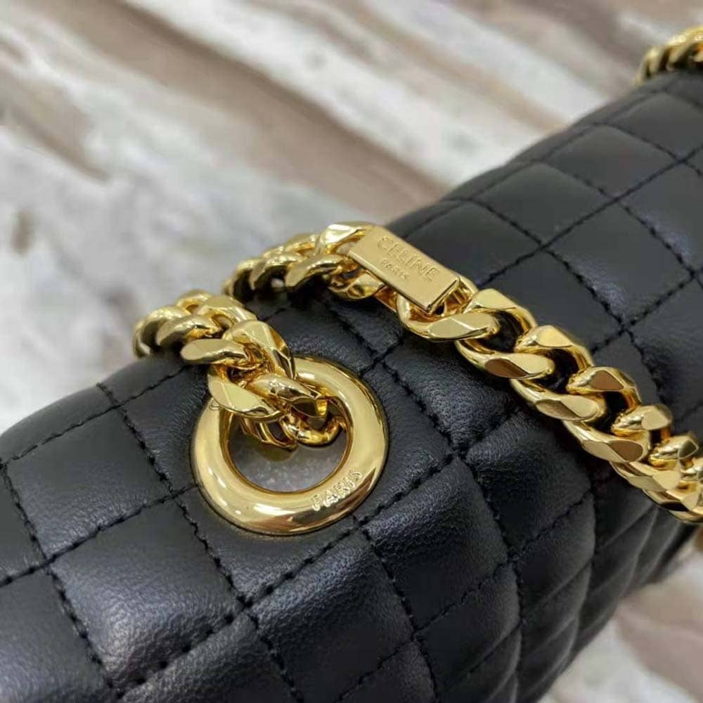 TÚI Celine Women Medium Chain Sulky Bag in Quilted Lambskin-Black