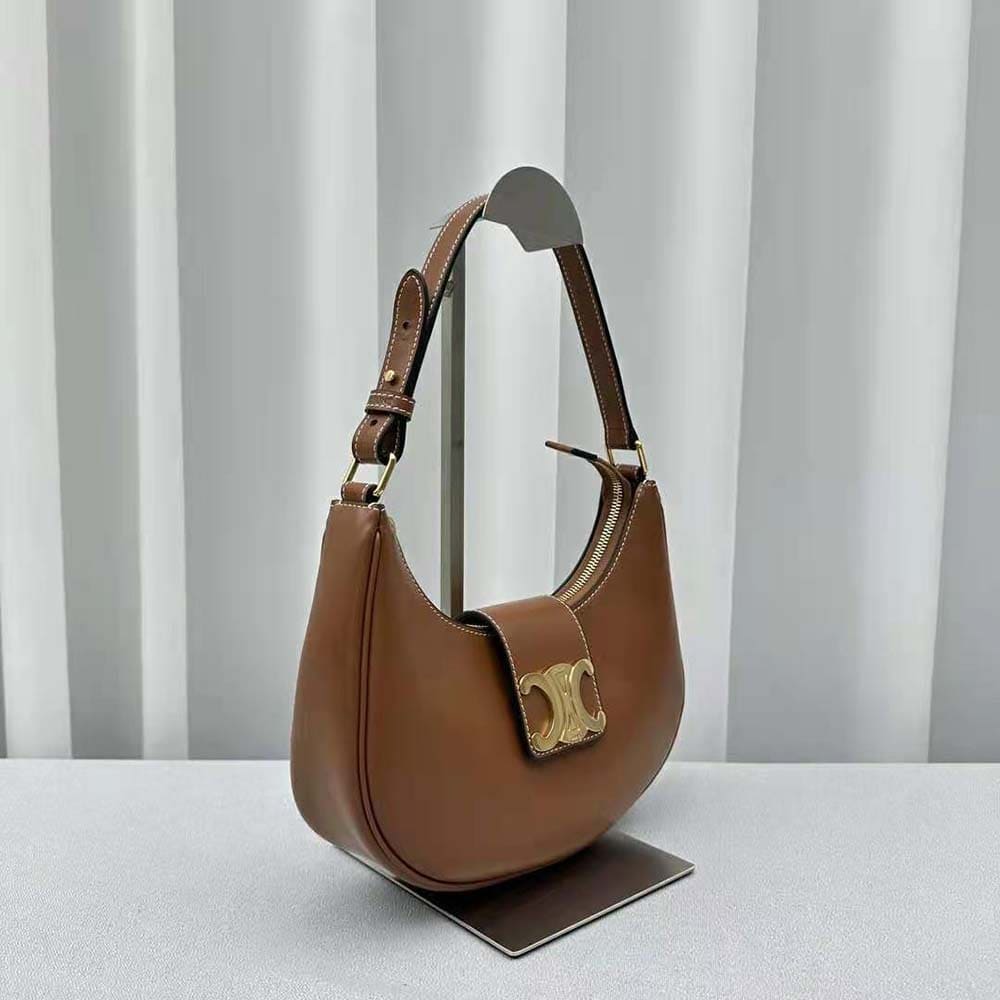 TÚI Celine Women Ava Triomphe Soft Bag in Smooth Calfskin-Brown