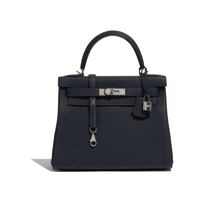 TÚI Hermès Kelly 28 Togo Bleu Nuit Silver Buckle khóa trắng