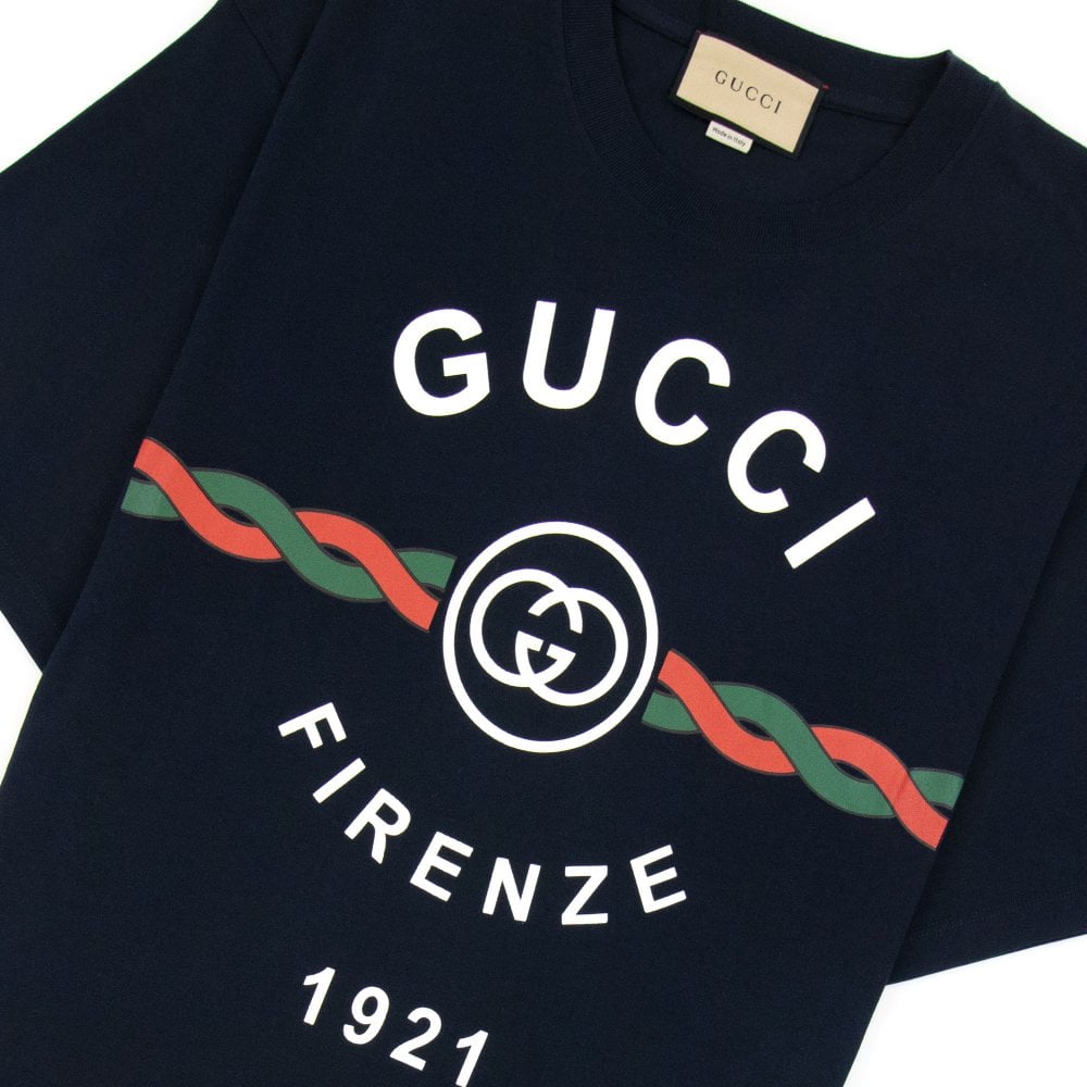 ÁO GUCCI Firenze 1921 Cotton Jersey Dark Blue