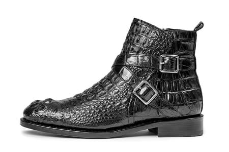 Giày Boots có dây kéo và khóa mắt cá chân da sừng da cá sấu