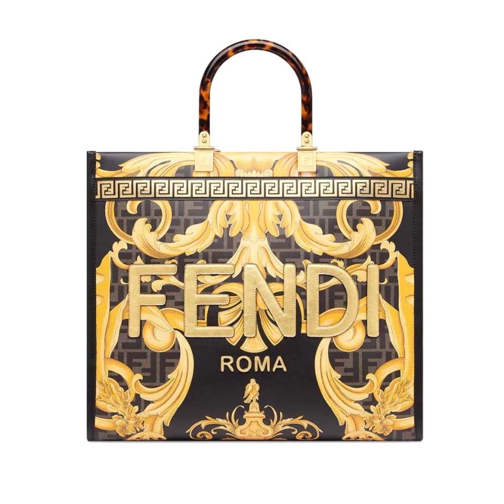 TÚI Fendi Women Sunshine Medium Fendace Printed FF Leather Shopper