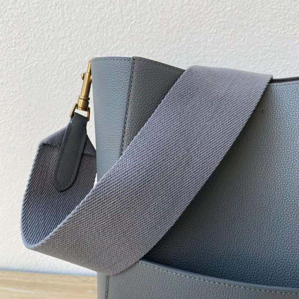 TÚI Celine Women Sangle Bucket Bag in Soft Grained Calfskin-Silver