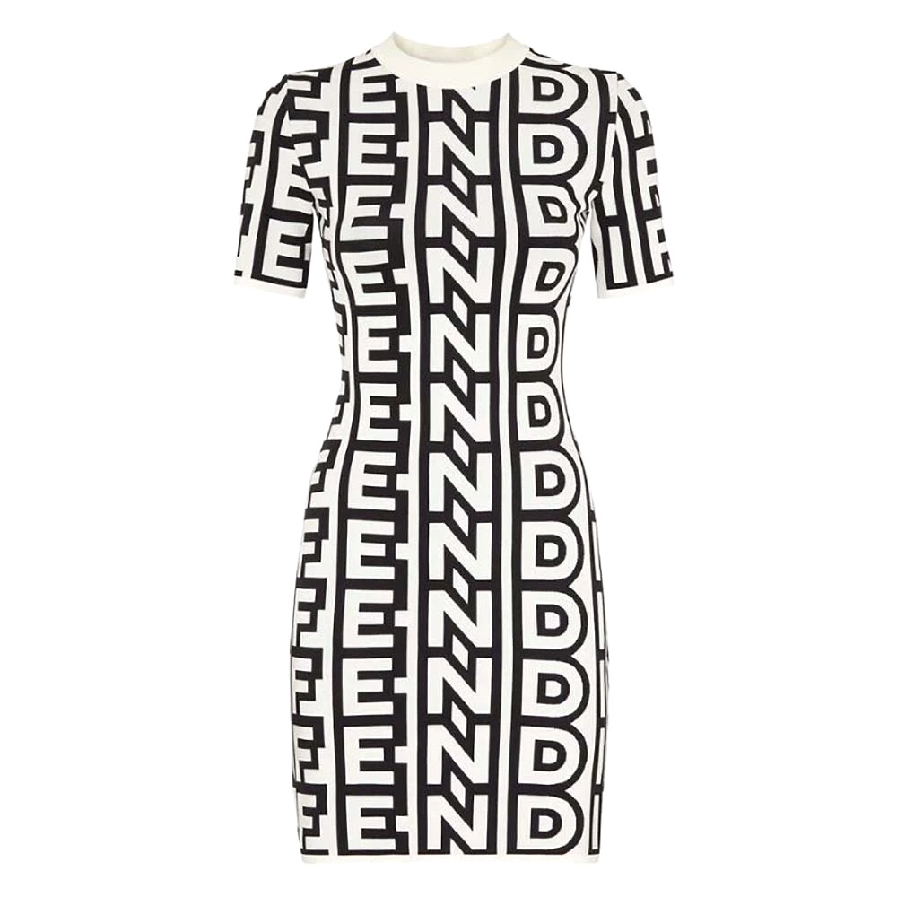 Váy Fendi Two-Tone Fendi Roma Capsule Knit Dress-Black