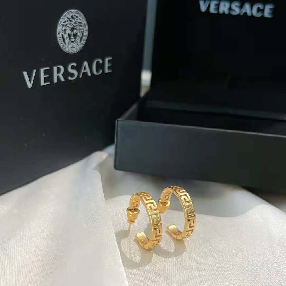 Bông tai Versace Women Small Greca Hoop Earrings-Gold