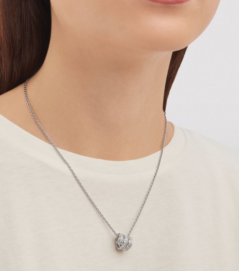 Vòng cổ BVLGARI White Gold and Diamond Serpenti Viper Necklace vàng trắng 18K