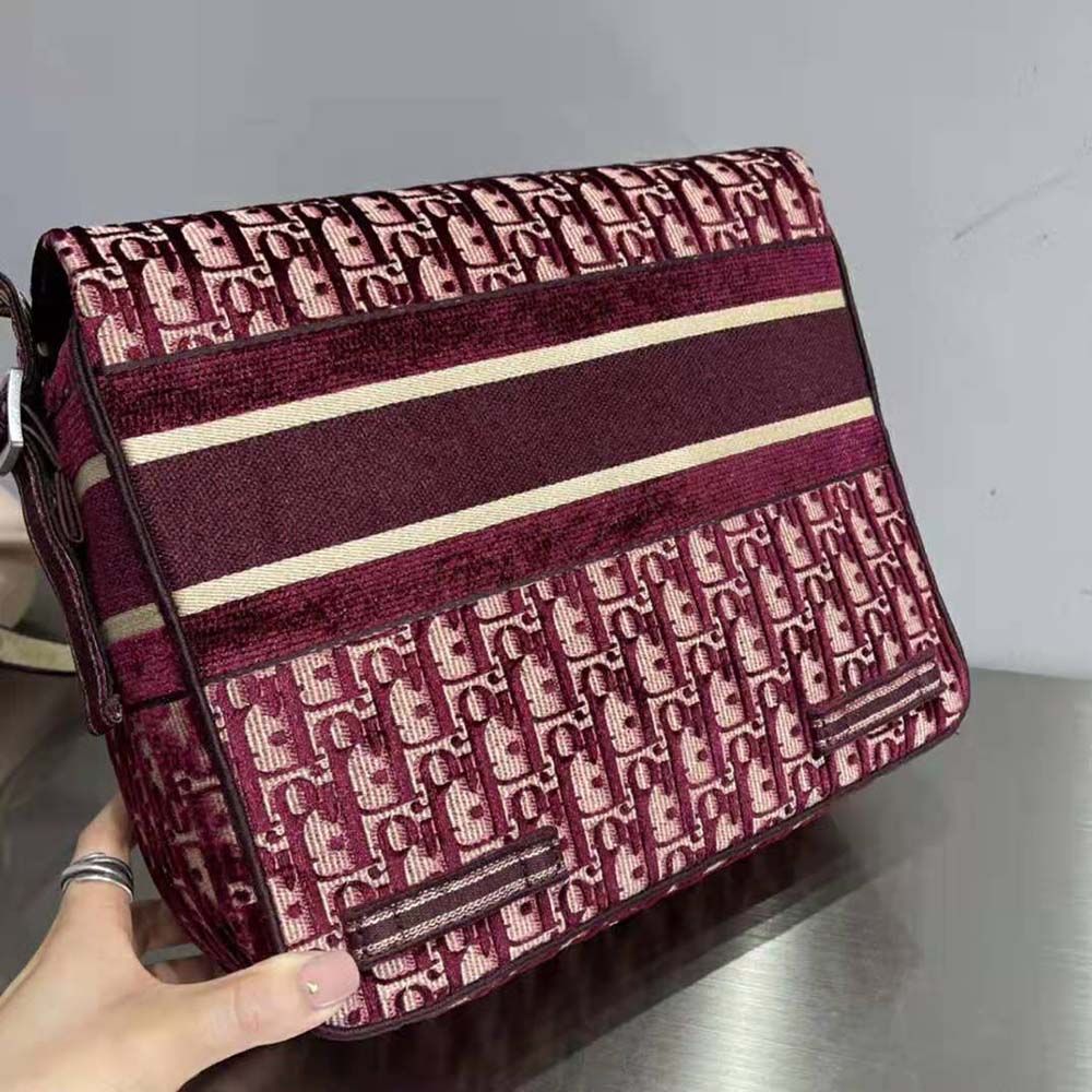 TÚI DIOR Diorcamp Bag Dior Oblique Embroidery-Maroon