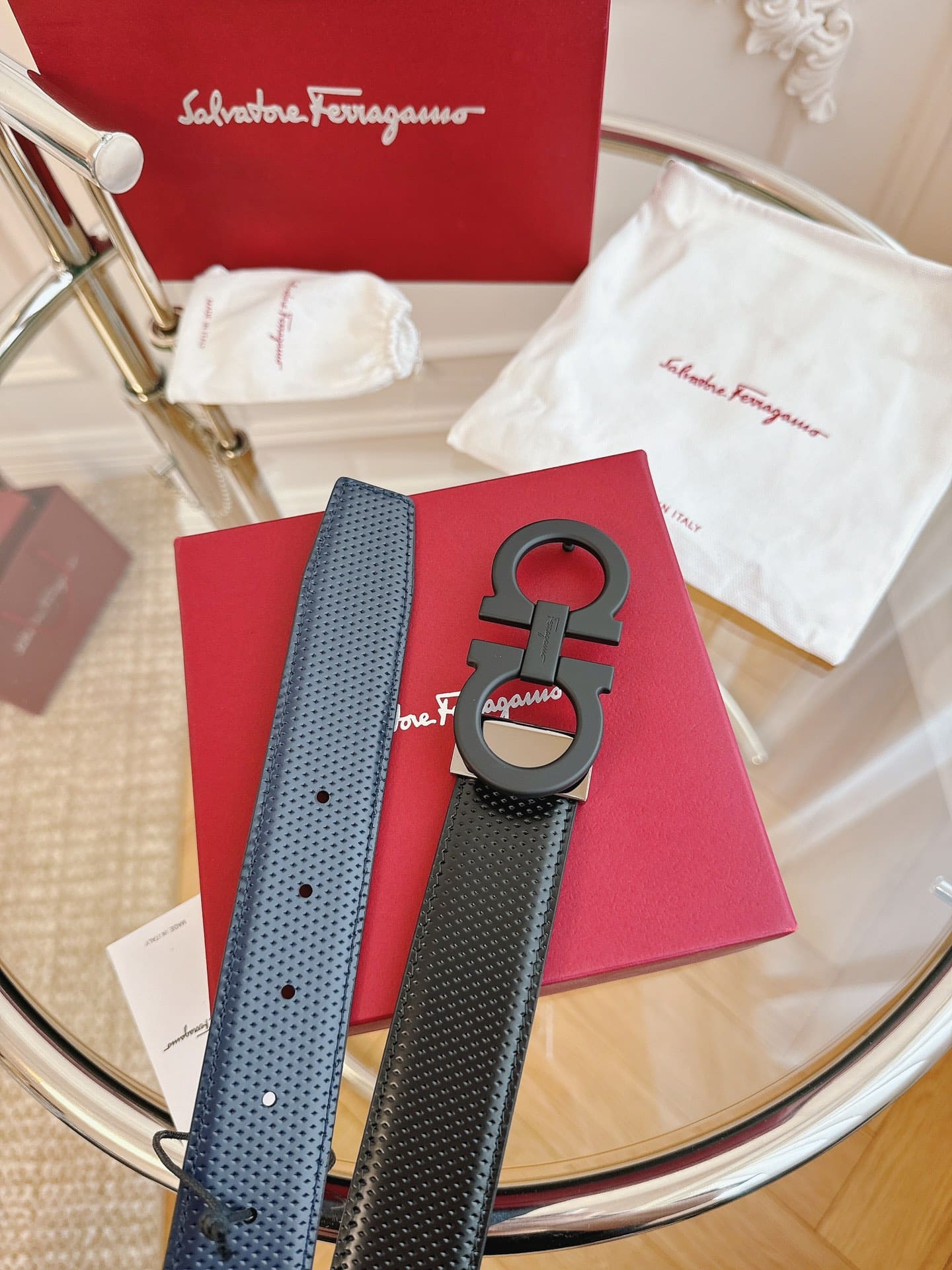 DÂY LƯNG Salvatore Ferragamo Adjustable Gancini Belt Khóa đen