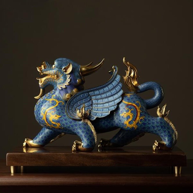 TƯỢNG CẢNH THÁI LAM TỲ HƯU ĐỒNG PHONG THỦY MẠ VÀNG 24K