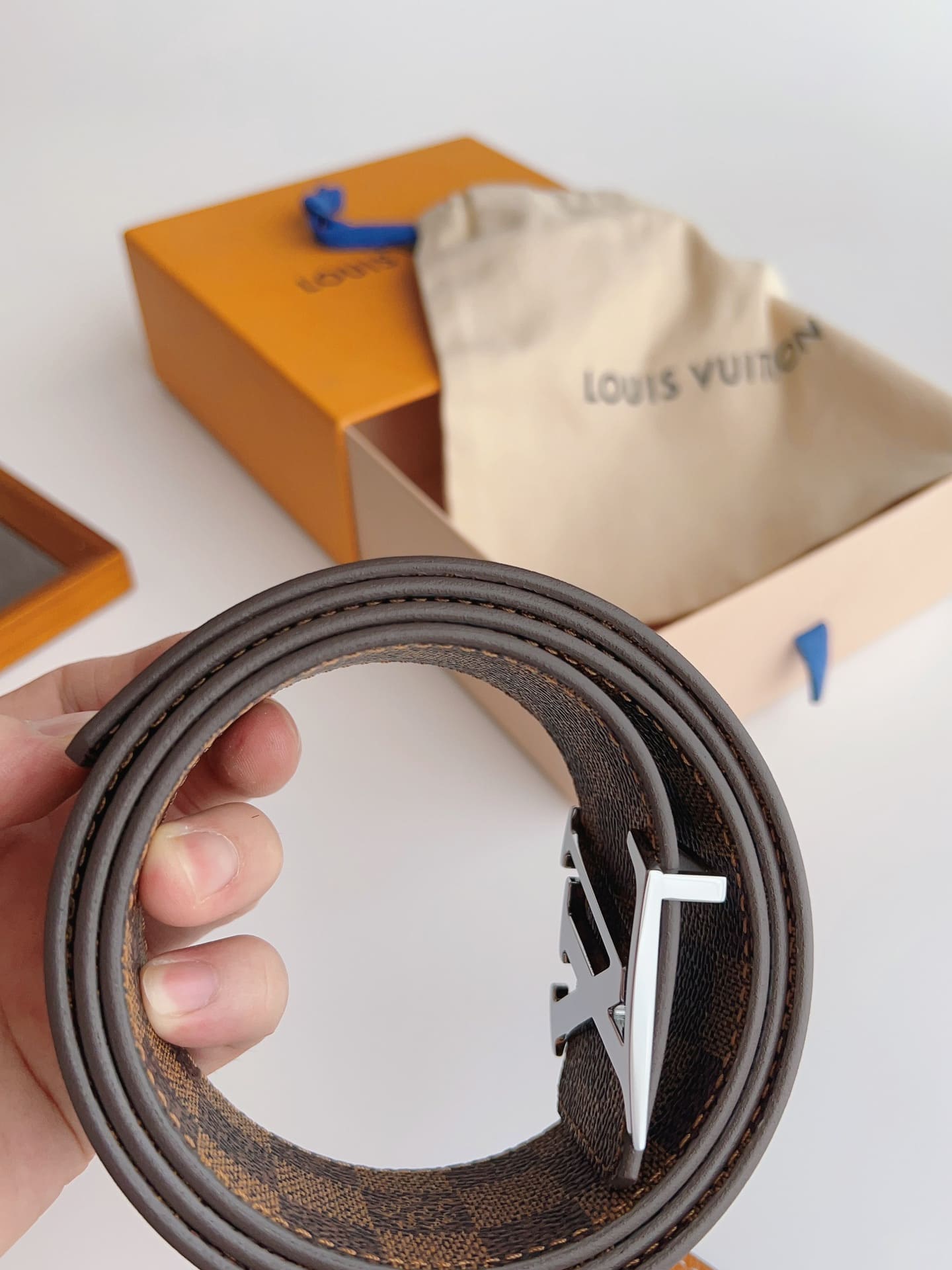 DÂY LƯNG LOUIS VUITTON SQUARE BROWN MONOGRAM LEATHER Khóa bạc