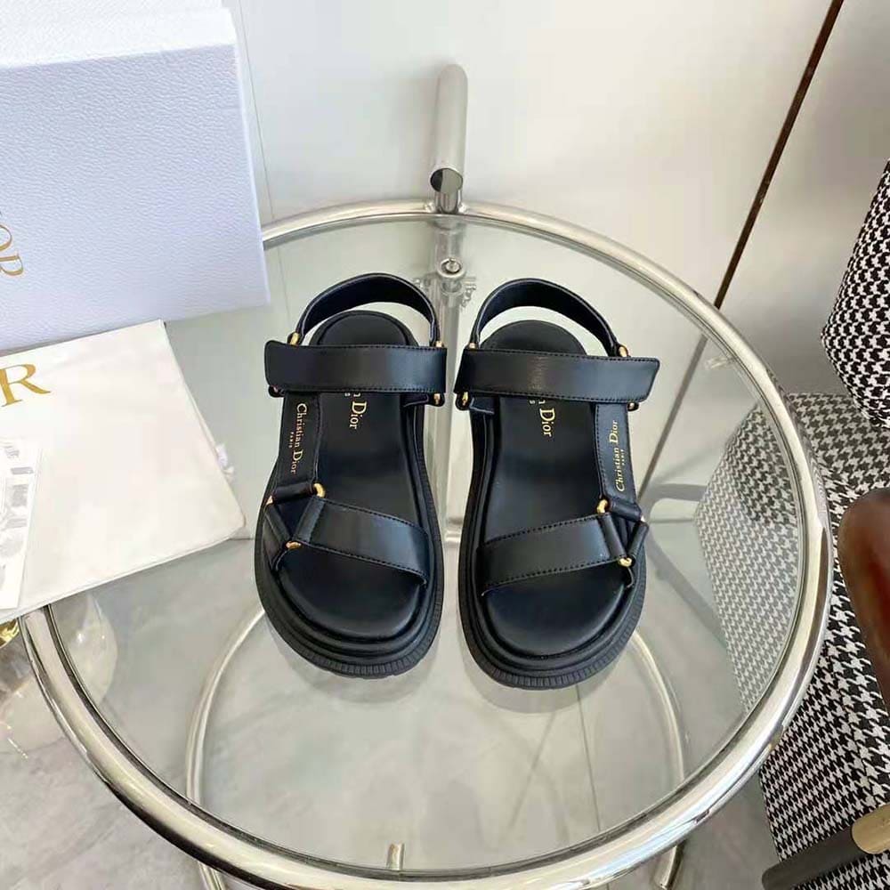 DÉP SANDALS Dior Women D-Wave Sandal Black Lambskin