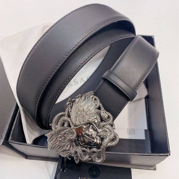 DÂY LƯNG VERSACE MEDUSA HEAD CALFSKIN LEATHER Khóa trắng