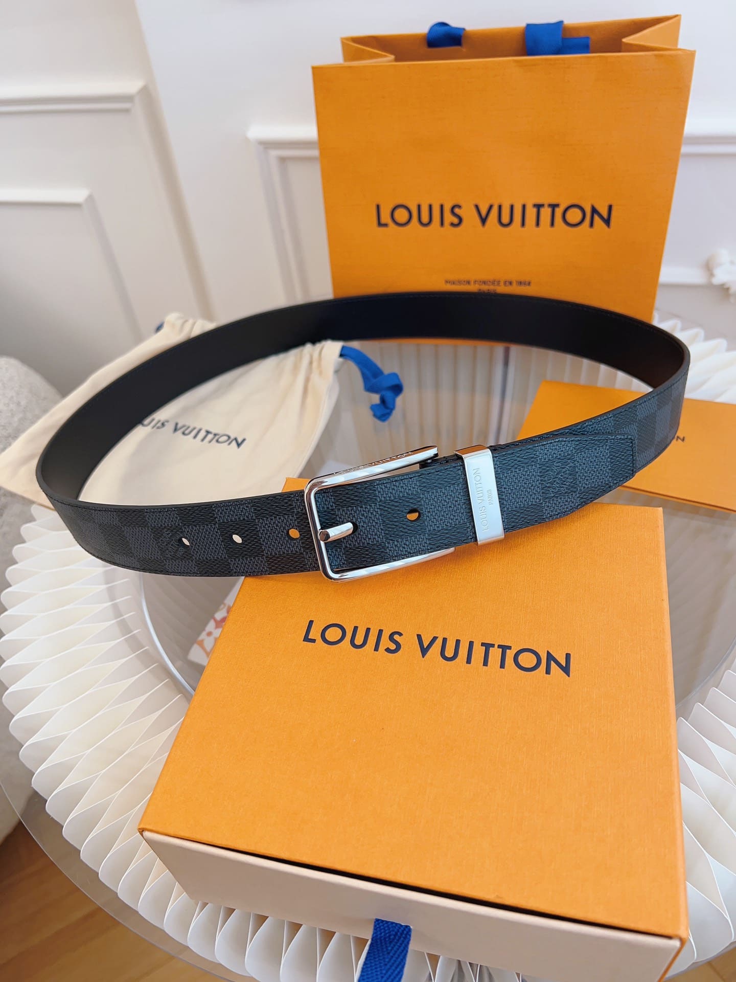 DÂY LƯNG LOUIS VUITTON BLACK MONOGRAM LEATHER Khóa bạc