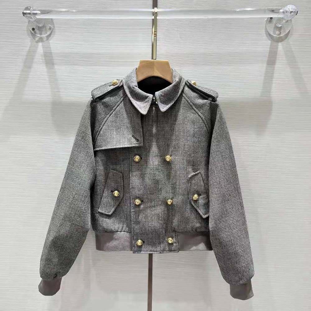 ÁO Celine Women Bomber Jacket in Prince of Wales Flannel