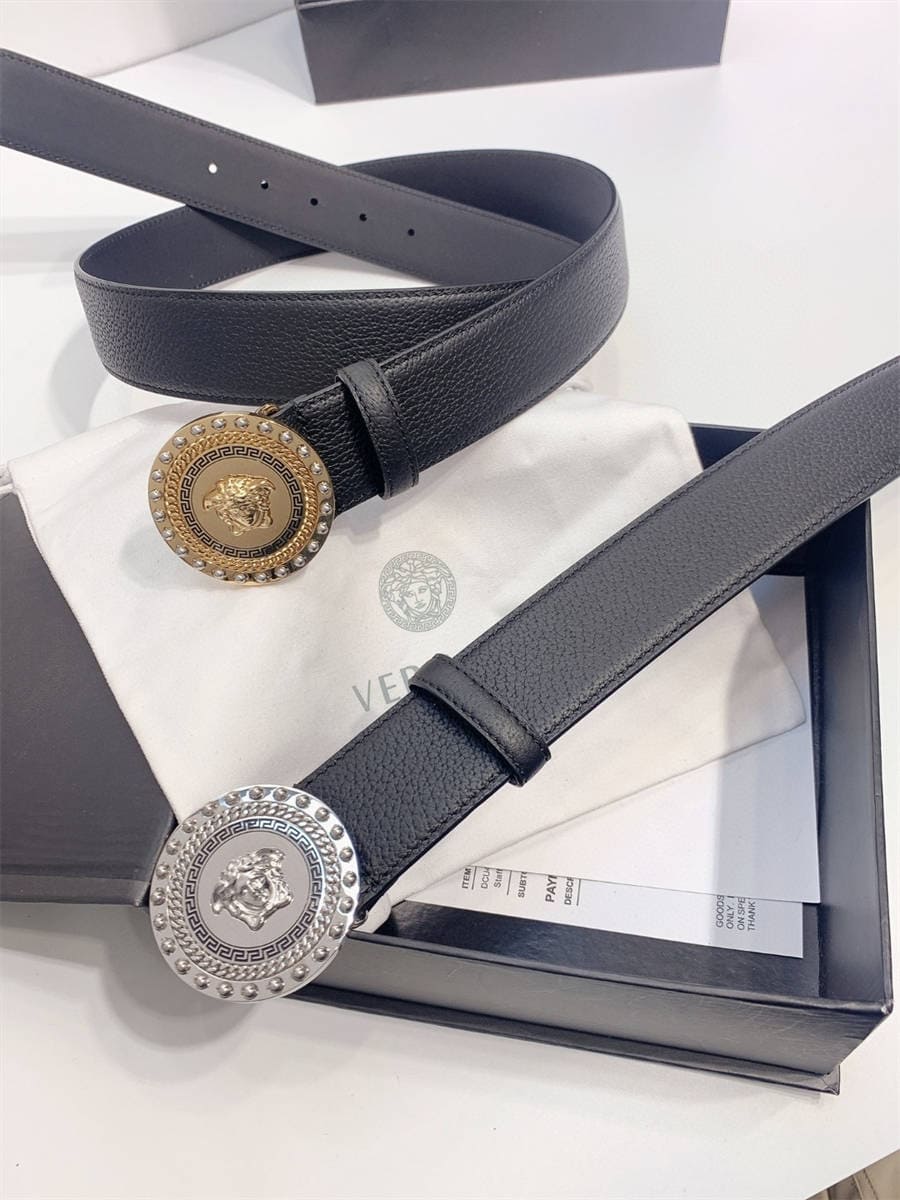 DÂY LƯNG VERSACE MEDUSA HEAD CALFSKIN LEATHER Khóa trắng