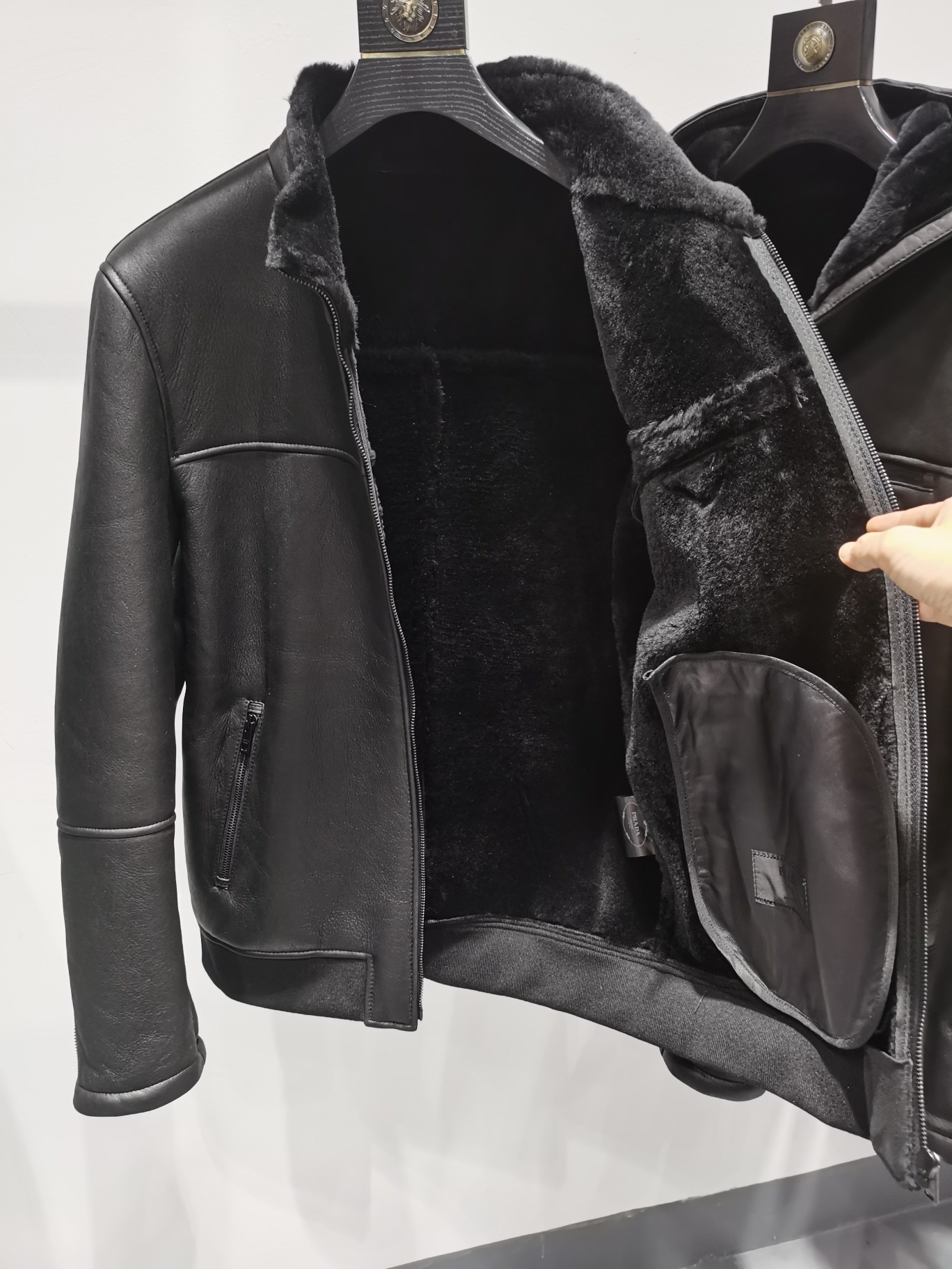 ÁO PRADA LEATHER JACKET LÓT LÔNG