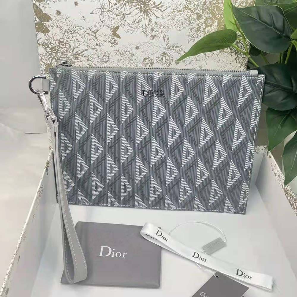 TÚI Dior Men A5 Pouch Dior Gray CD Diamond Canvas