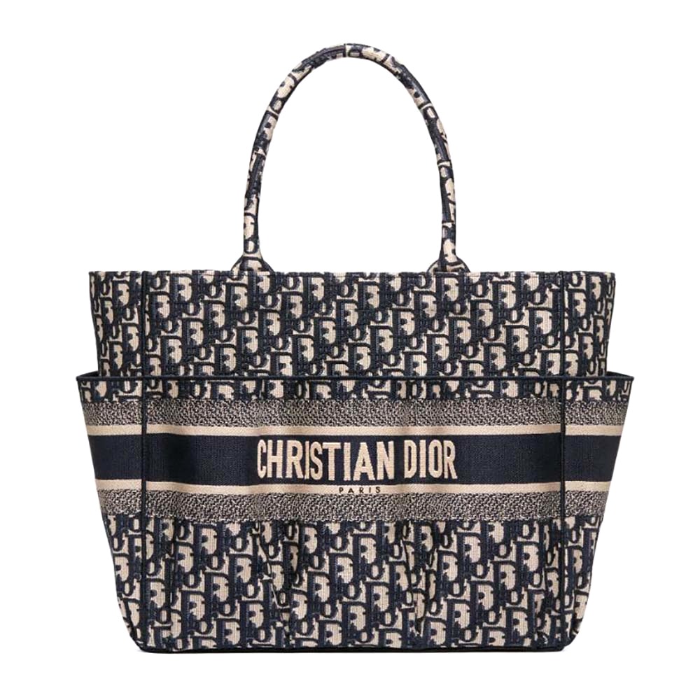 TÚI Dior Women Catherine Tote Bag Blue Dior Oblique Embroidery