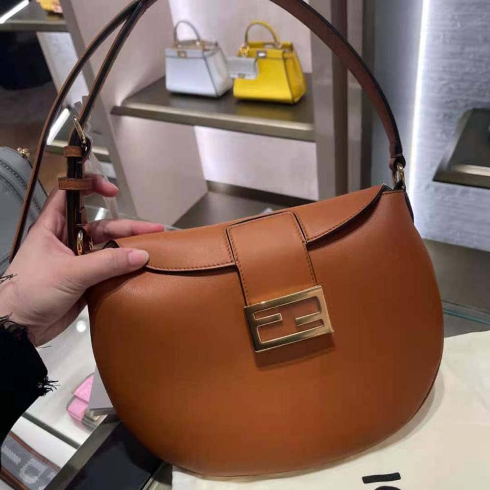 TÚI Fendi Women Small Croissant Brown Leather Bag