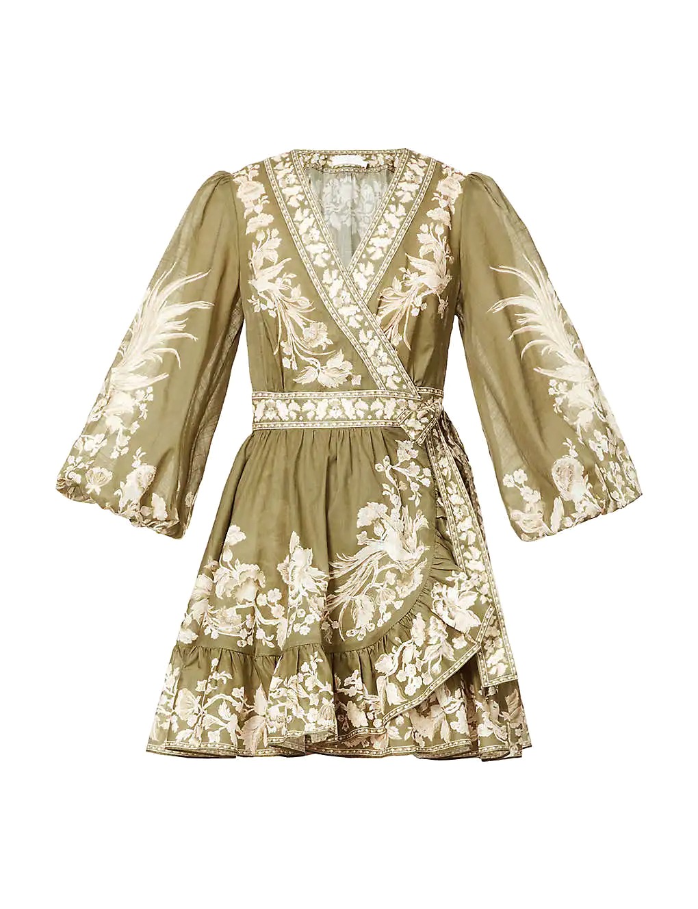 VÁY ZIMMERMANN Anneke floral-pattern cotton mini wrap-dress