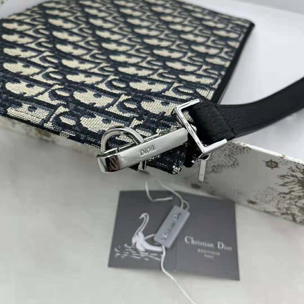TÚI Dior A5 Pouch Beige and Black Dior Oblique Jacquard