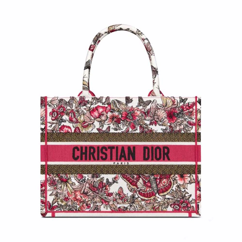 TÚI Dior Women Medium Dior Book Tote Multicolor Butterfly Embroidery