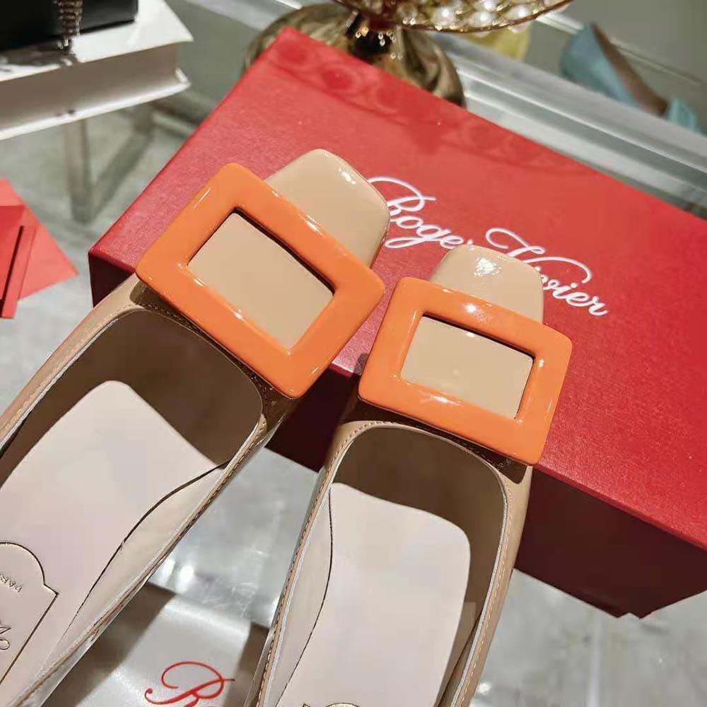 GIÀY Roger Vivier Women Patent Leather Belle Vivier Pumps-Orange