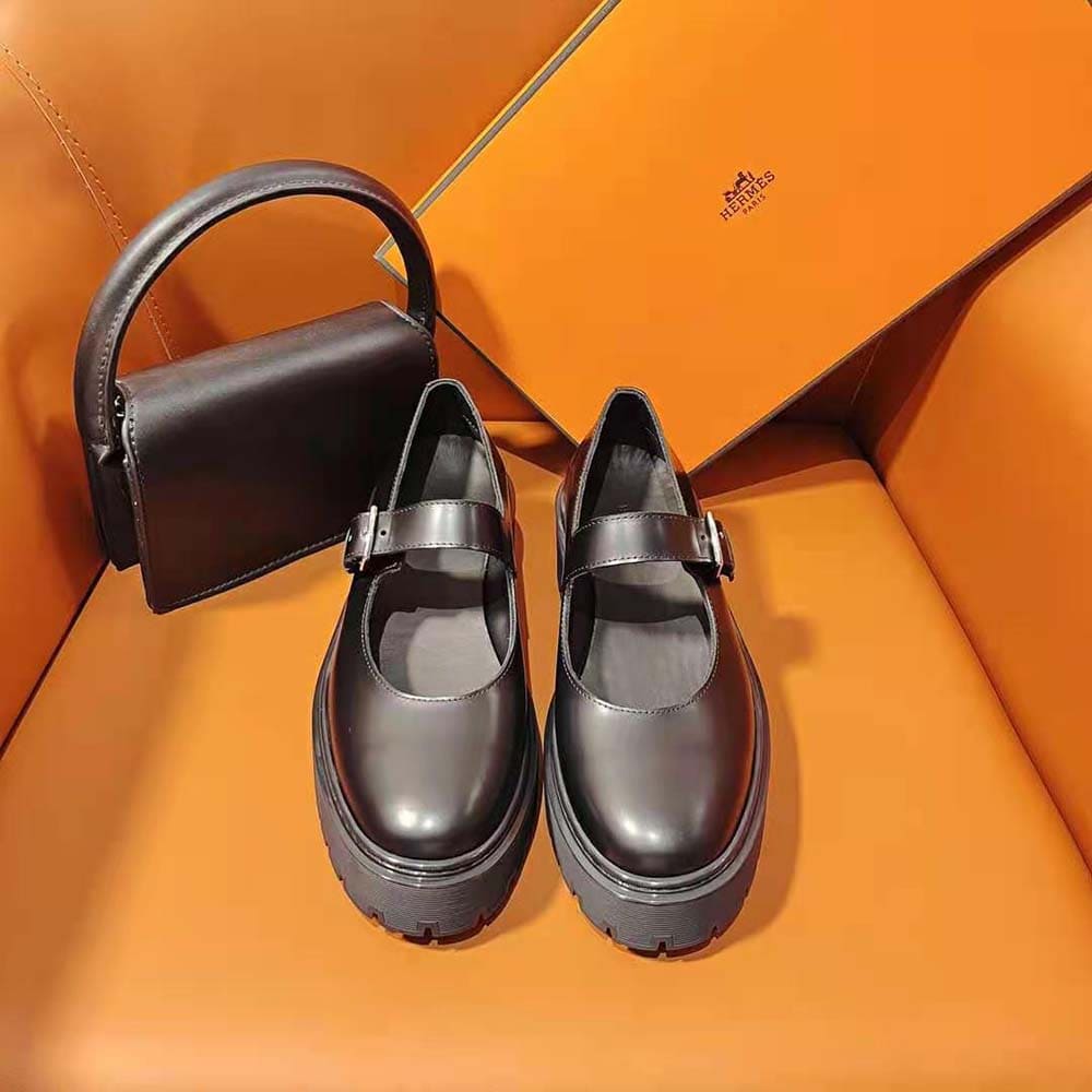 GIÀY Hermes Women Hoxton Oxford Shoe-Black