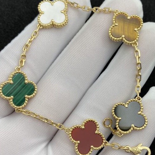 VÒNG TAY VAN CLEEF & ARPELS ALHAMBRA 5 MOTIFS GOLD 18K YELLOW GOLD