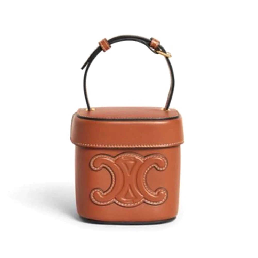 TÚI Celine Women Small Box Cuir Triomphe in Smooth Calfskin-Brown