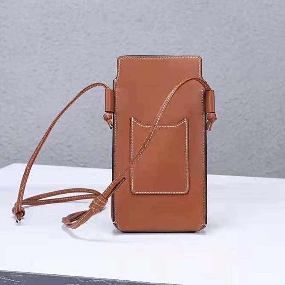 TÚI Celine Women Phone Pouch in Smooth Lambskin-Brown