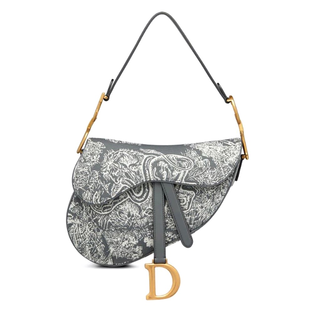 TÚI Dior Women Saddle Bag Toile DE Jouy Reverse Jacquard-Silver