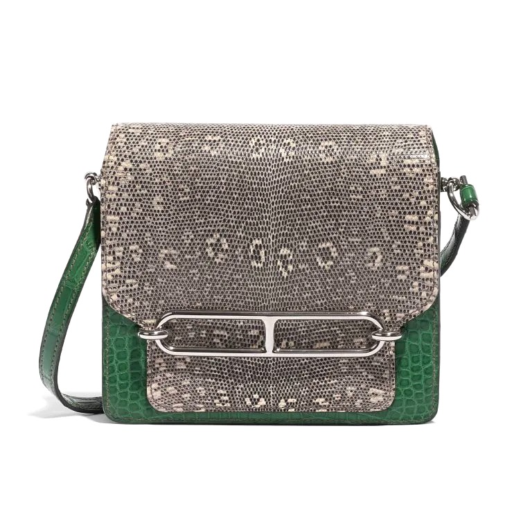 TÚI Hermès Roulis 18 Ombre Lizard Matte Alligator Vert Cactus da thằn lằn Himalayan