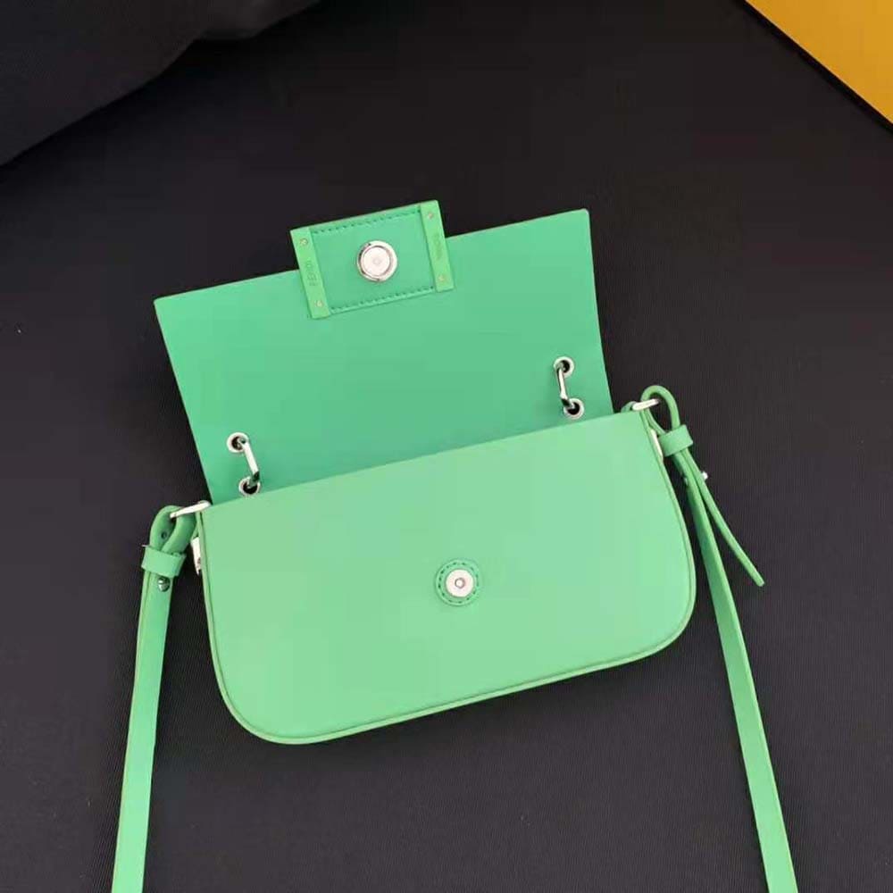 TÚI Fendi Women Baguette Phone Pouch Green Patent Leather Pouch